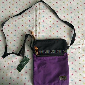 NWT L.L. Bean Purple and Black Crossbody Bag with Adjustable Strap